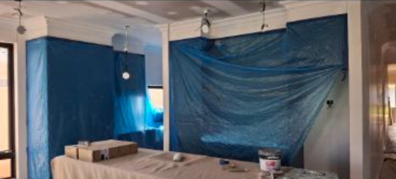 Living room interior painting Mawson Lakes - feature wall and trim